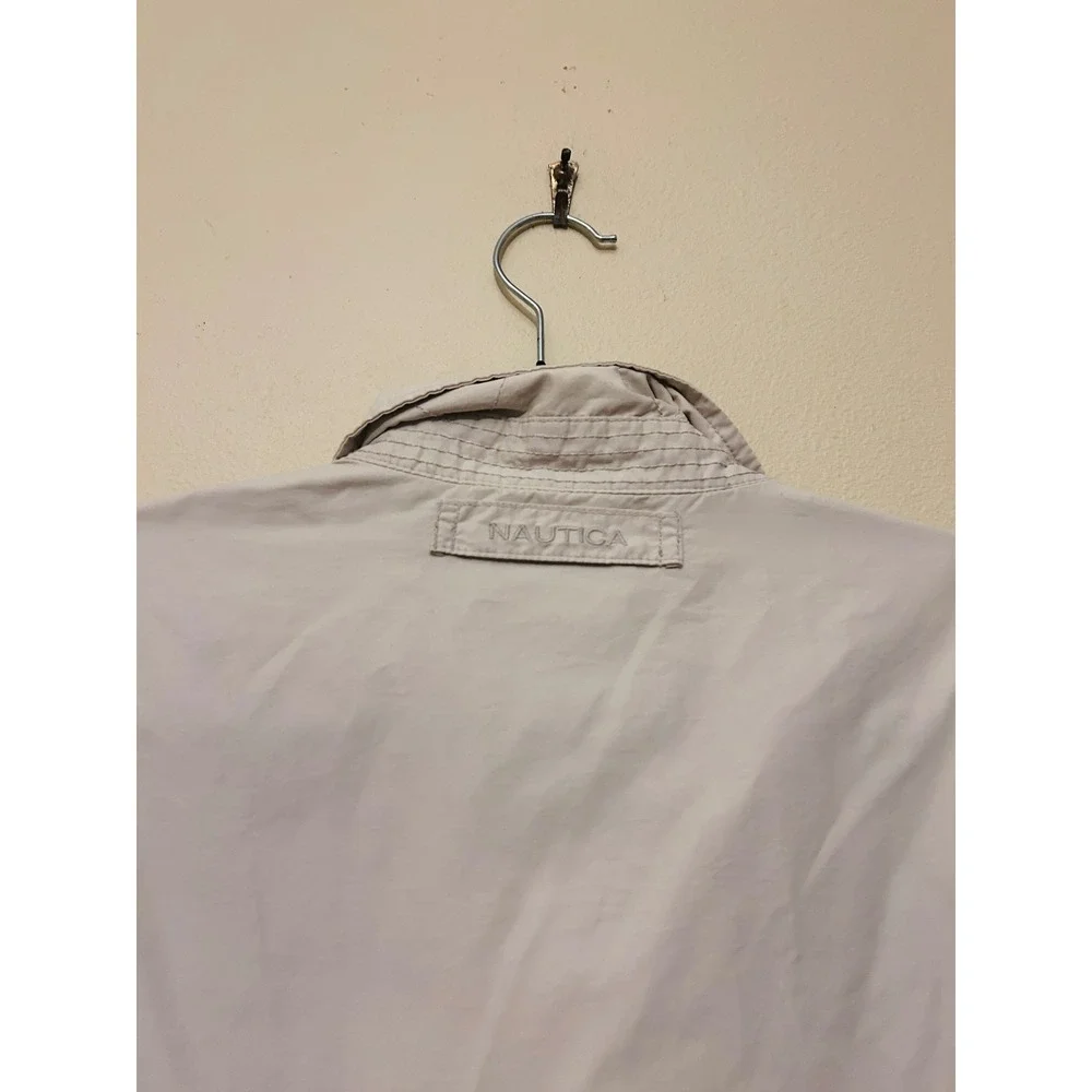 Nautica Harrington Jacket Mens XL Beige Good Zip Up Cotton Blend Windbreaker